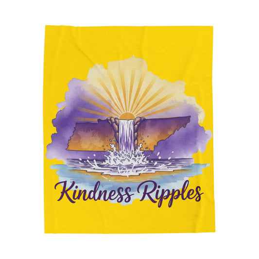 Gold Kindness Ripples Velveteen Plush Blanket - Cozy Throw for Relaxation and Comfort, Cookeville, TN, Waterfall Capital of the World