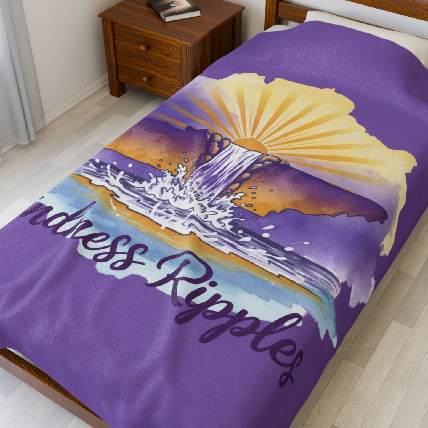 Purple Kindness Ripples Velveteen Plush Blanket - Cozy Throw for Relaxation and Comfort, Cookeville, TN, Waterfall Capital of the World