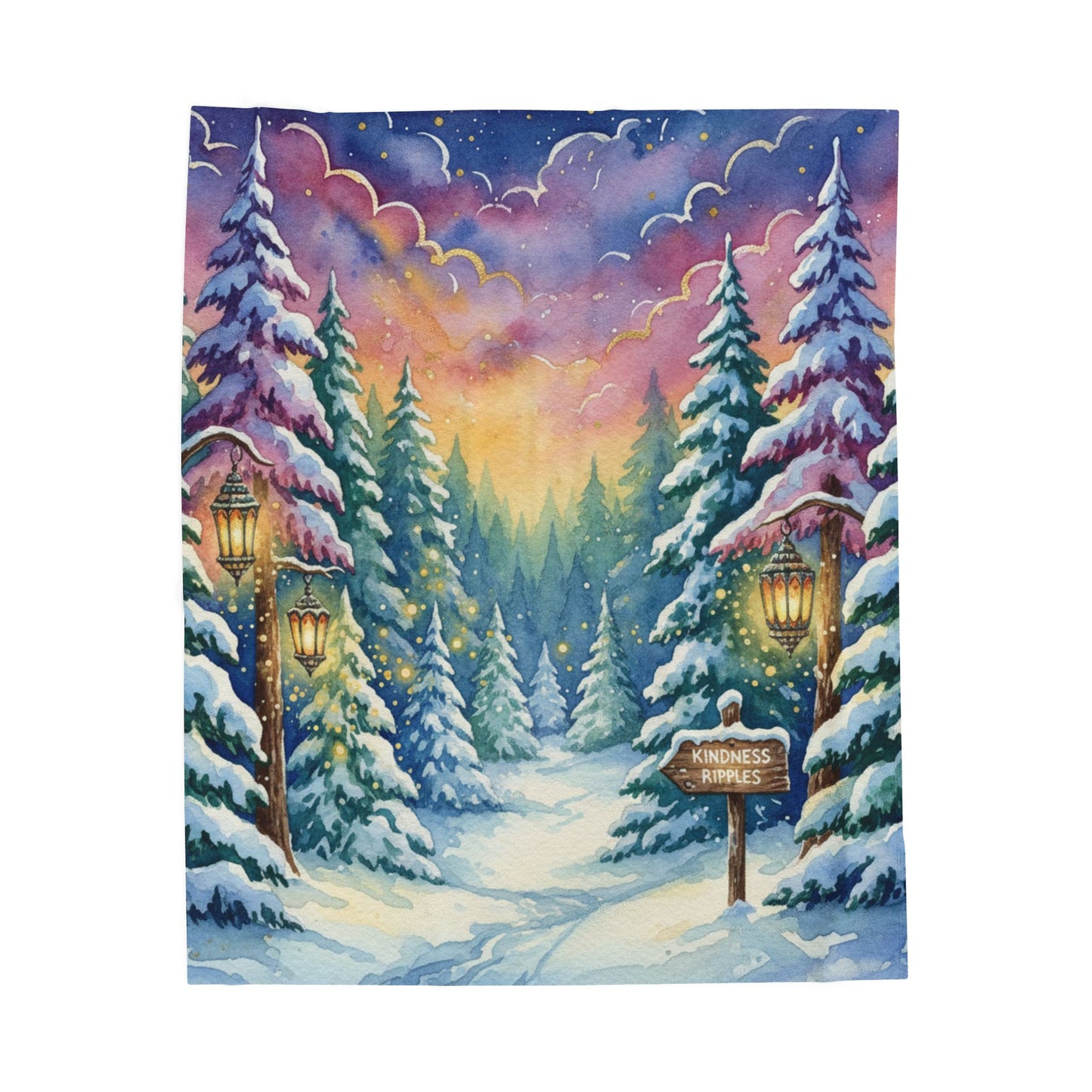 Cozy Winter Forest Velveteen Plush Blanket