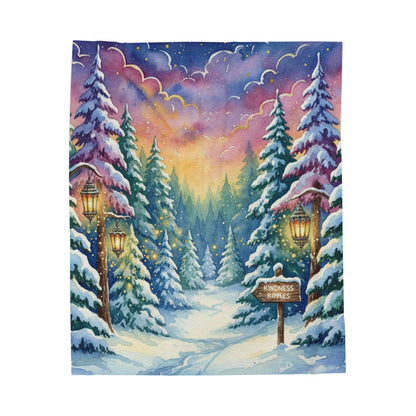 Cozy Winter Forest Velveteen Plush Blanket