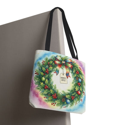Holiday Wreath Tote Bag - Perfect for Christmas and Winter Celebrations