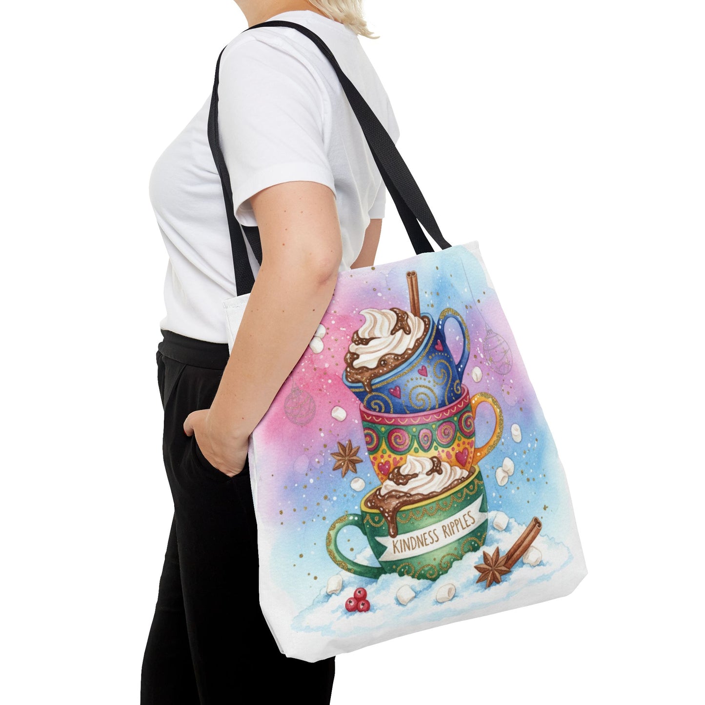 Colorful Hot Cocoa Tote Bag – Festive Winter Vibes