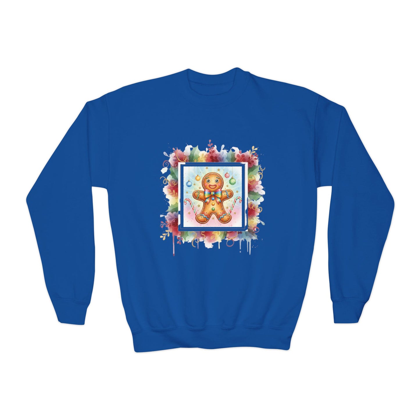 Cute Gingerbread Youth Crewneck Sweatshirt for Holiday Cheer