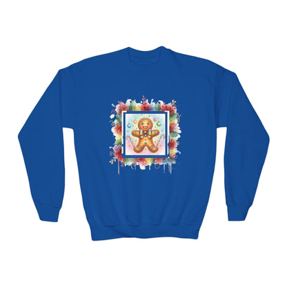Cute Gingerbread Youth Crewneck Sweatshirt for Holiday Cheer