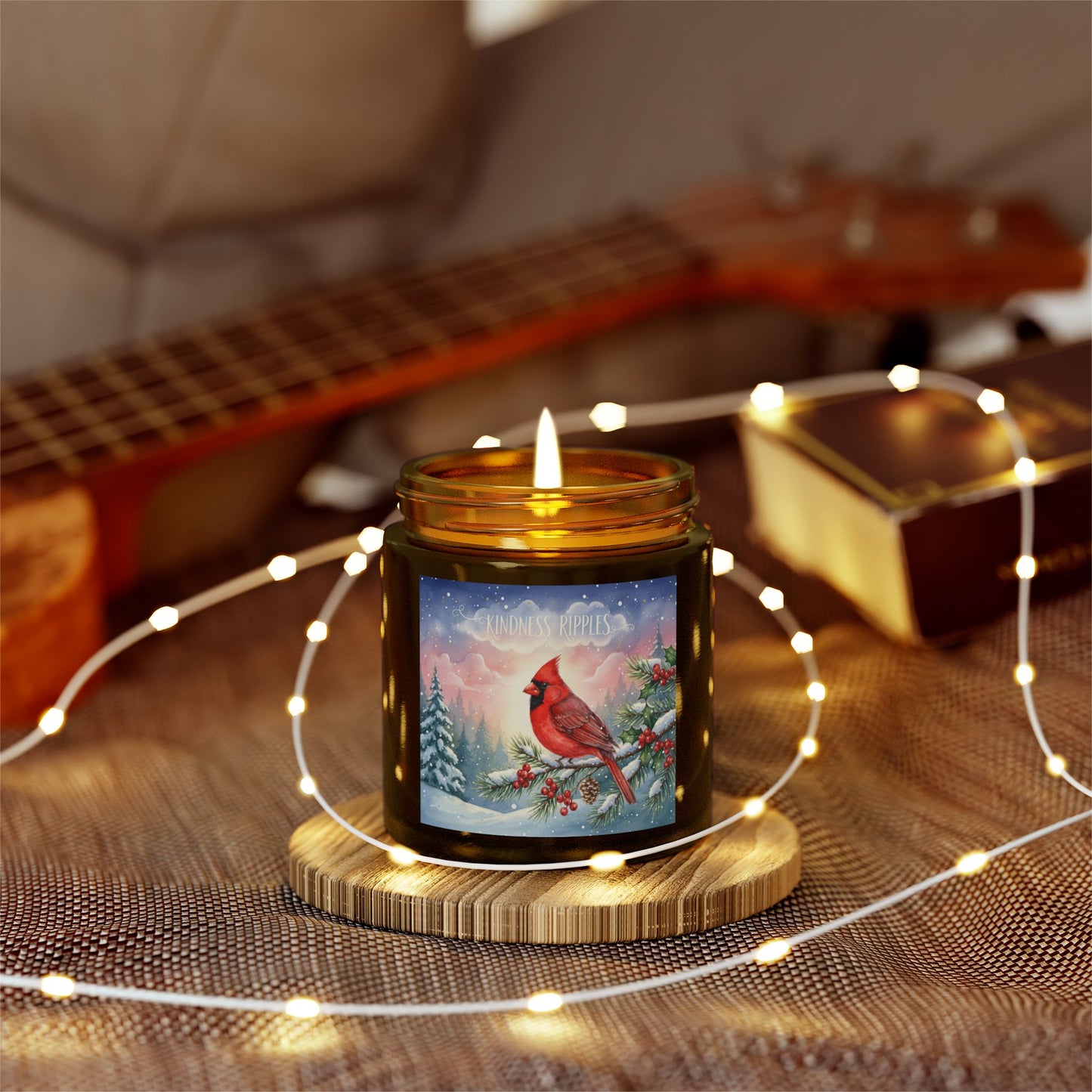 Holiday Scented Candle with Cardinal Design