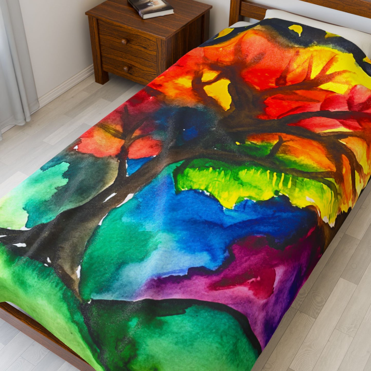 The "Tree of Hope" Velveteen Plush Blanket - Cozy Throw for Fall, Home Decor, Warm Gift, Snuggle Time, Autumn Festival