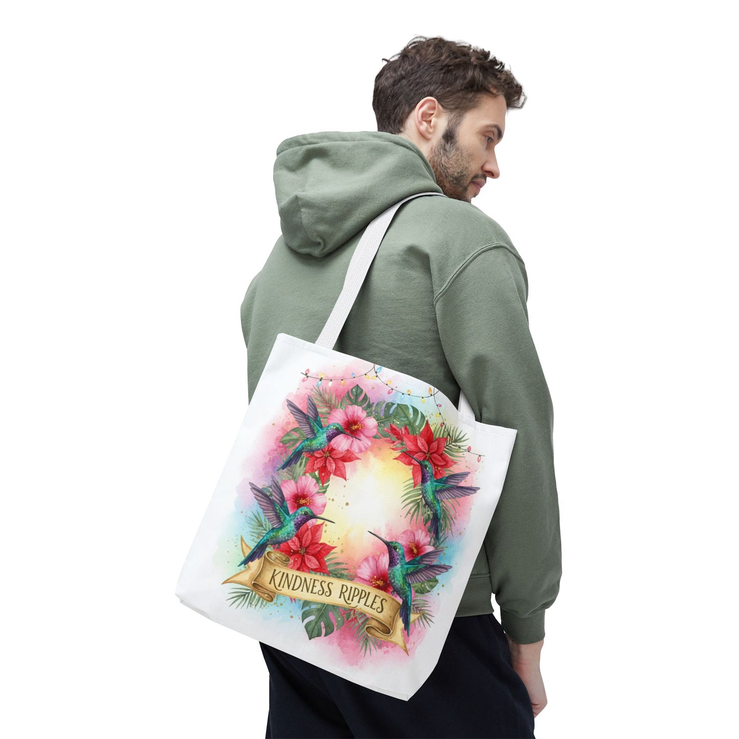 Colorful Kindness Christmas Hummingbirds Tote Bag