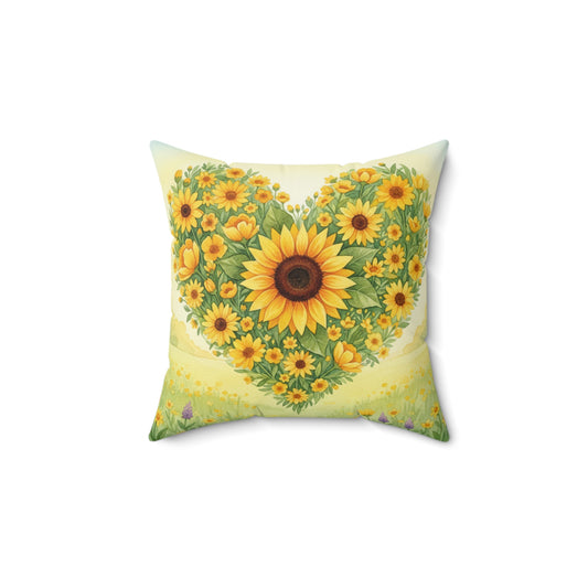 Heart of Sunshine Field: Watercolor Yellow Blooms Pillow