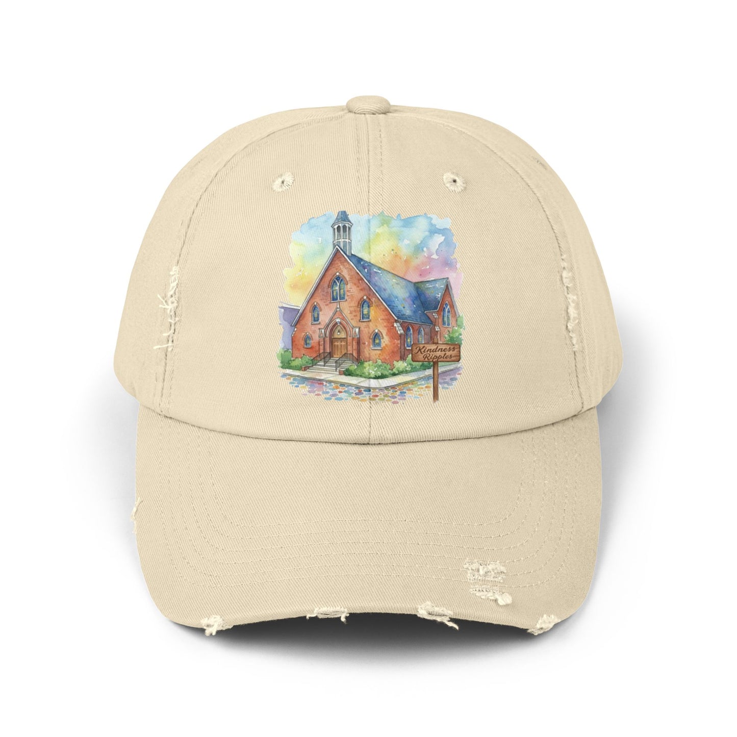 Distressed Cap with Watercolor Church Illustration -- Pays Homage to the Amazing St. William Community