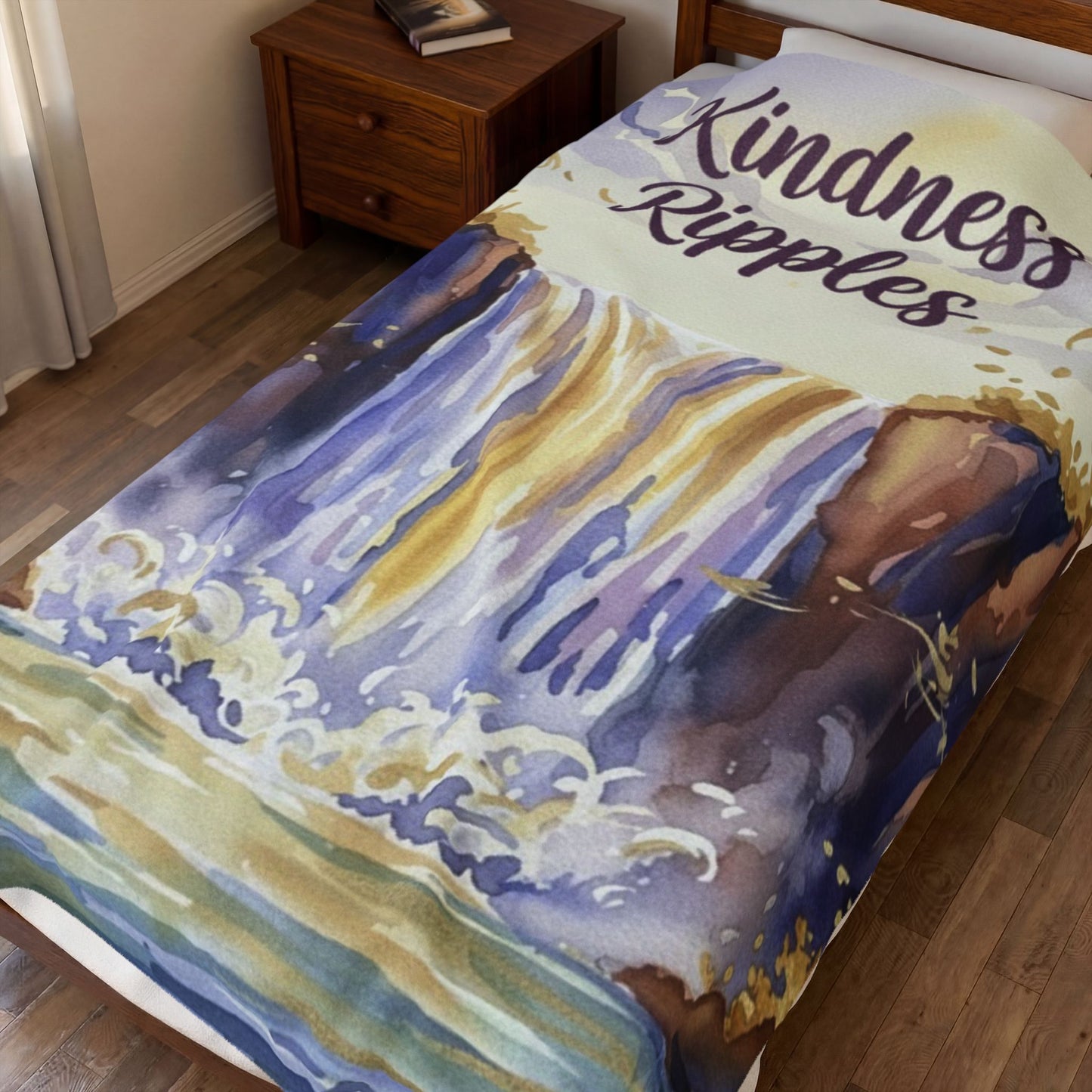Kindness Ripples Velveteen Plush Blanket, Cookeville, TN, Waterfall Capital of the World