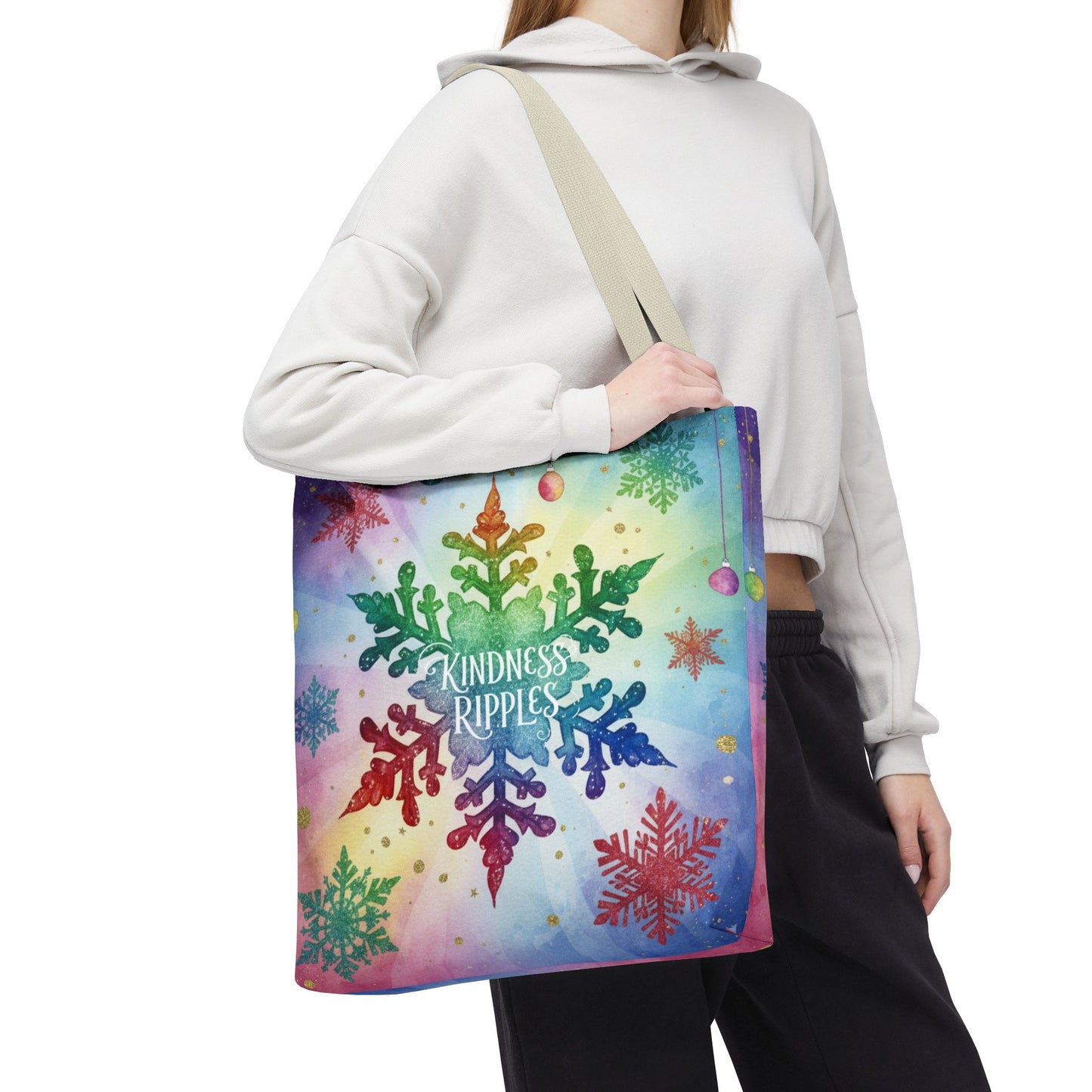 Kindness Ripples Winter Snowflake Tote Bag Colorful Kindness