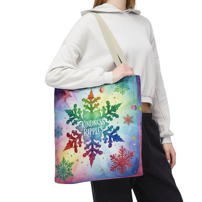 Kindness Ripples Winter Snowflake Tote Bag Colorful Kindness