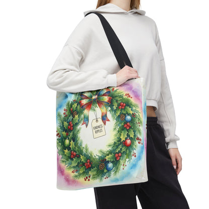 Holiday Wreath Tote Bag - Perfect for Christmas and Winter Celebrations