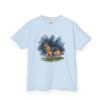 Kids German Shepherd Watercolor T‑Shirt — Cute Dog Tee for Children