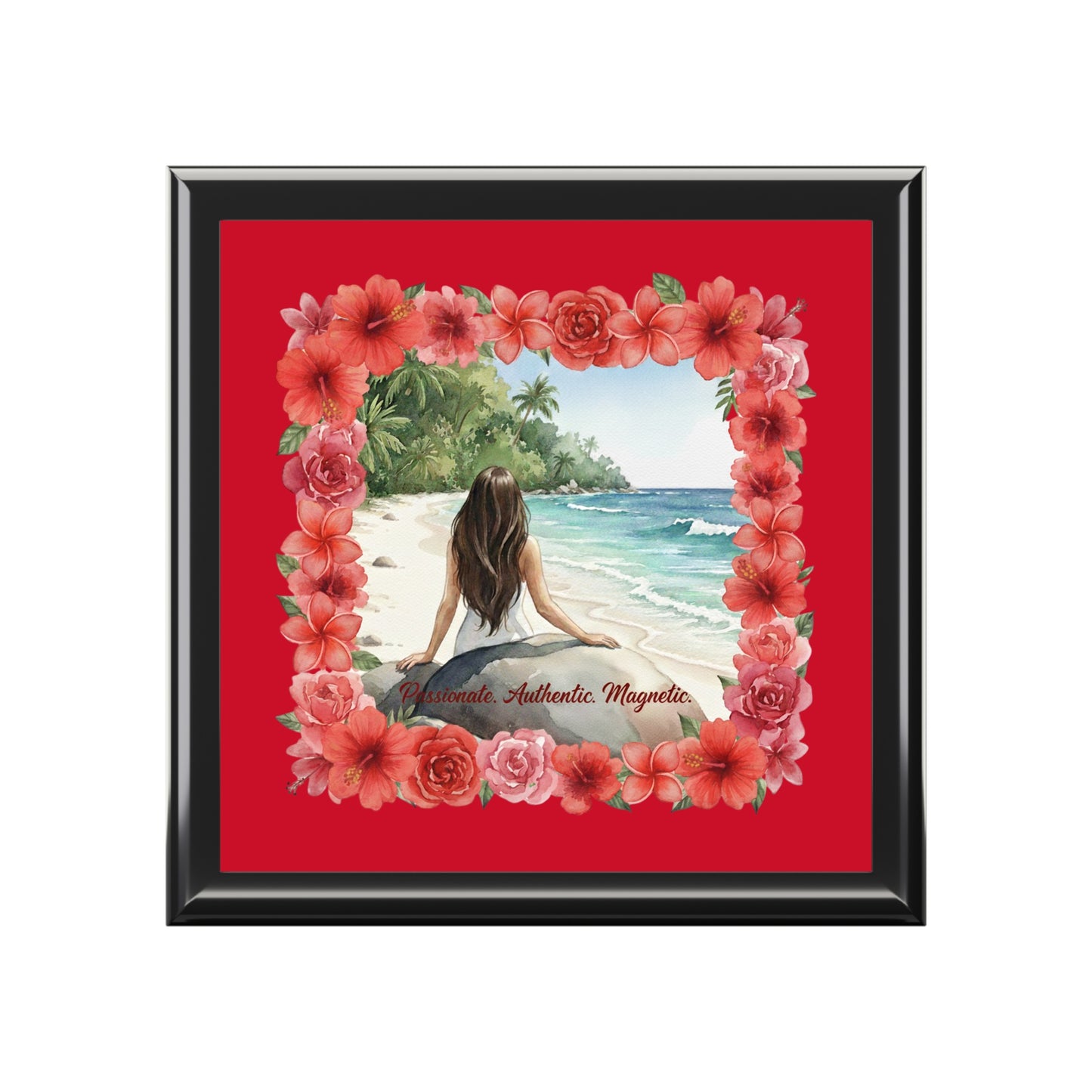 The Cristina - Tropical Floral Jewelry Box - Elegant Accessory Organizer with Hibiscus Design