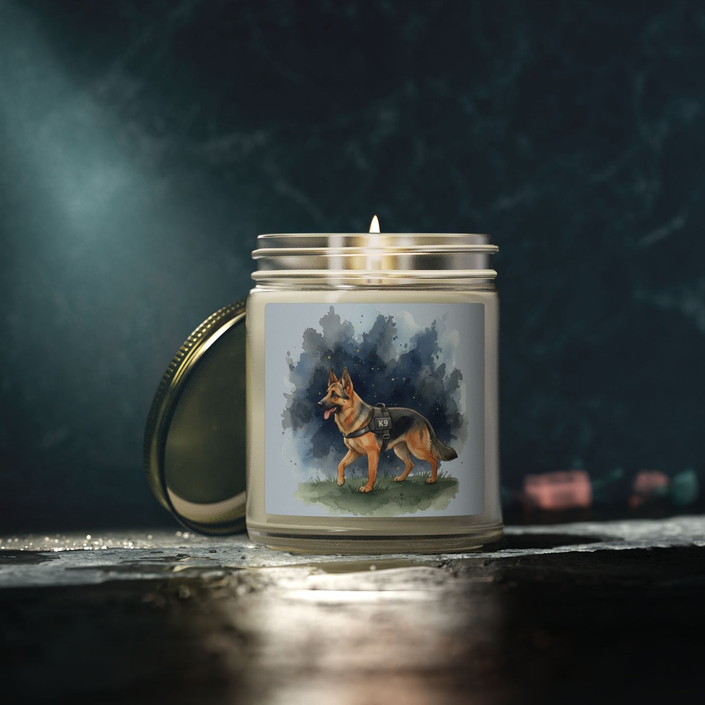 German Shepherd Scented Candle — Coconut Apricot Wax (4oz & 9oz)