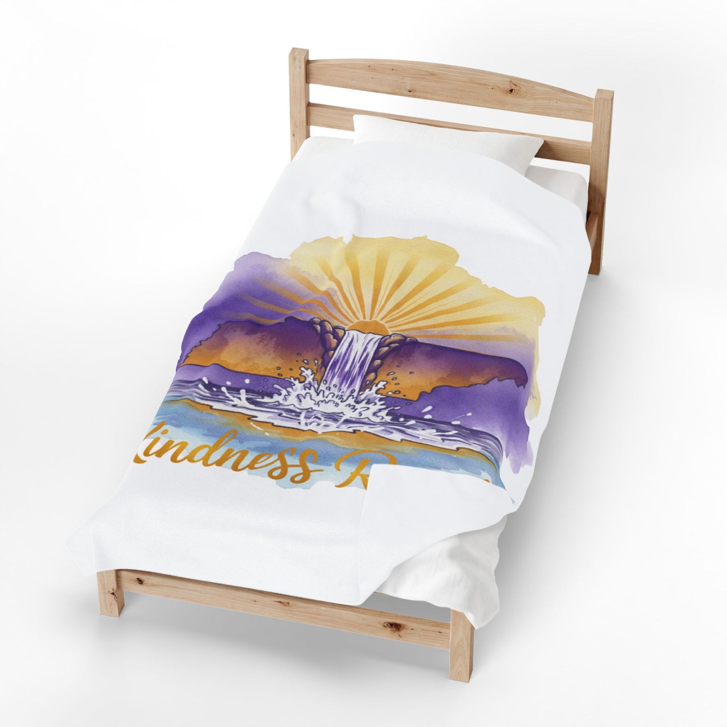 White Kindness Ripples Velveteen Plush Blanket - Cozy Statement Throw for Comfort & Warmth, Cookeville, TN, Waterfall Capital of the World