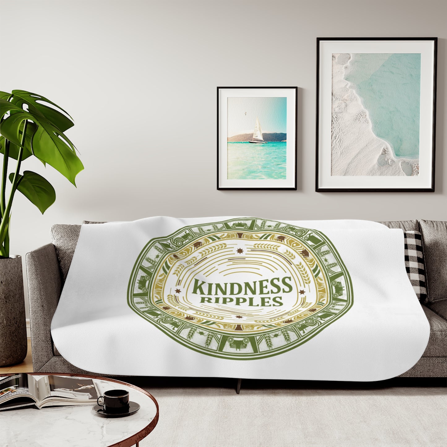 Cozy Sherpa Blanket, Kindness Ripples Soft Throw, Warm Gift for Home, Perfect for Relaxation, Winter Holidays, Farming, and Self-Care