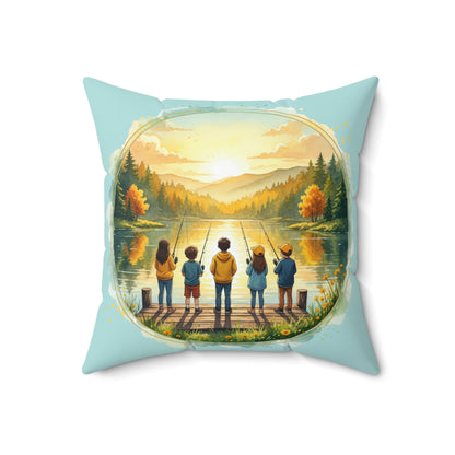 Pillow Fishing off the Dock Spun Polyester Square Pillow