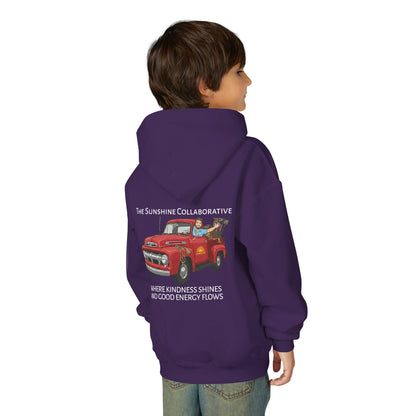 Youth Hooded Sweatshirt - Kindness & Good Energy, Cozy Gift, Throwback, Sunshine Vibes, Kids Apparel, Spring & Summer Fashion