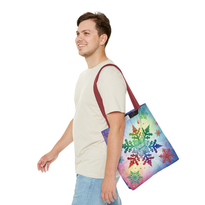 Kindness Ripples Winter Snowflake Tote Bag Colorful Kindness