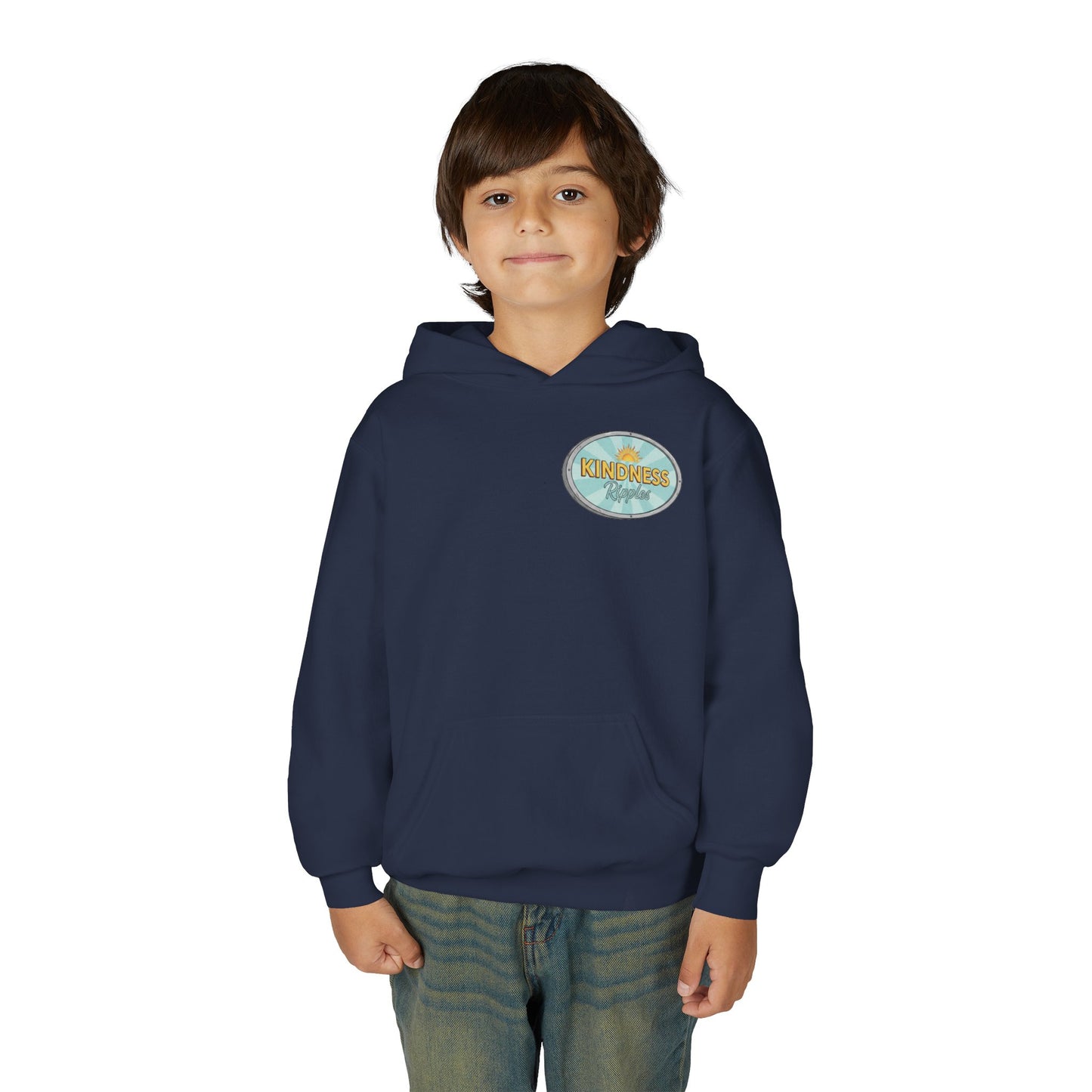 Youth Hooded Sweatshirt - Kindness & Good Energy, Cozy Gift, Throwback, Sunshine Vibes, Kids Apparel, Spring & Summer Fashion