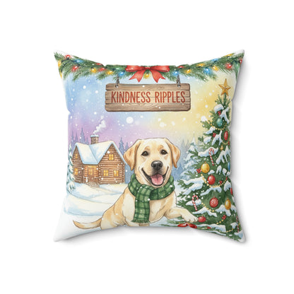 Fun Yellow Lab Christmas Pillow – Holiday Tree & Outdoor Fun Decorative Throw Pillow