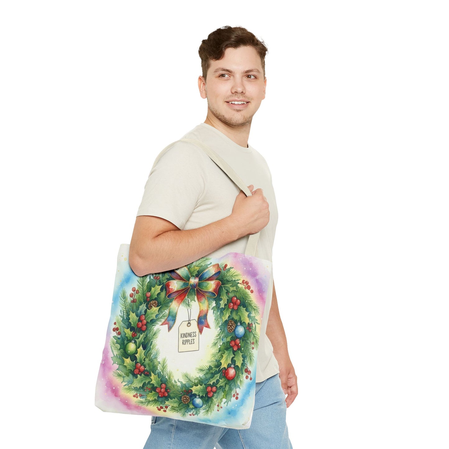 Holiday Wreath Tote Bag - Perfect for Christmas and Winter Celebrations
