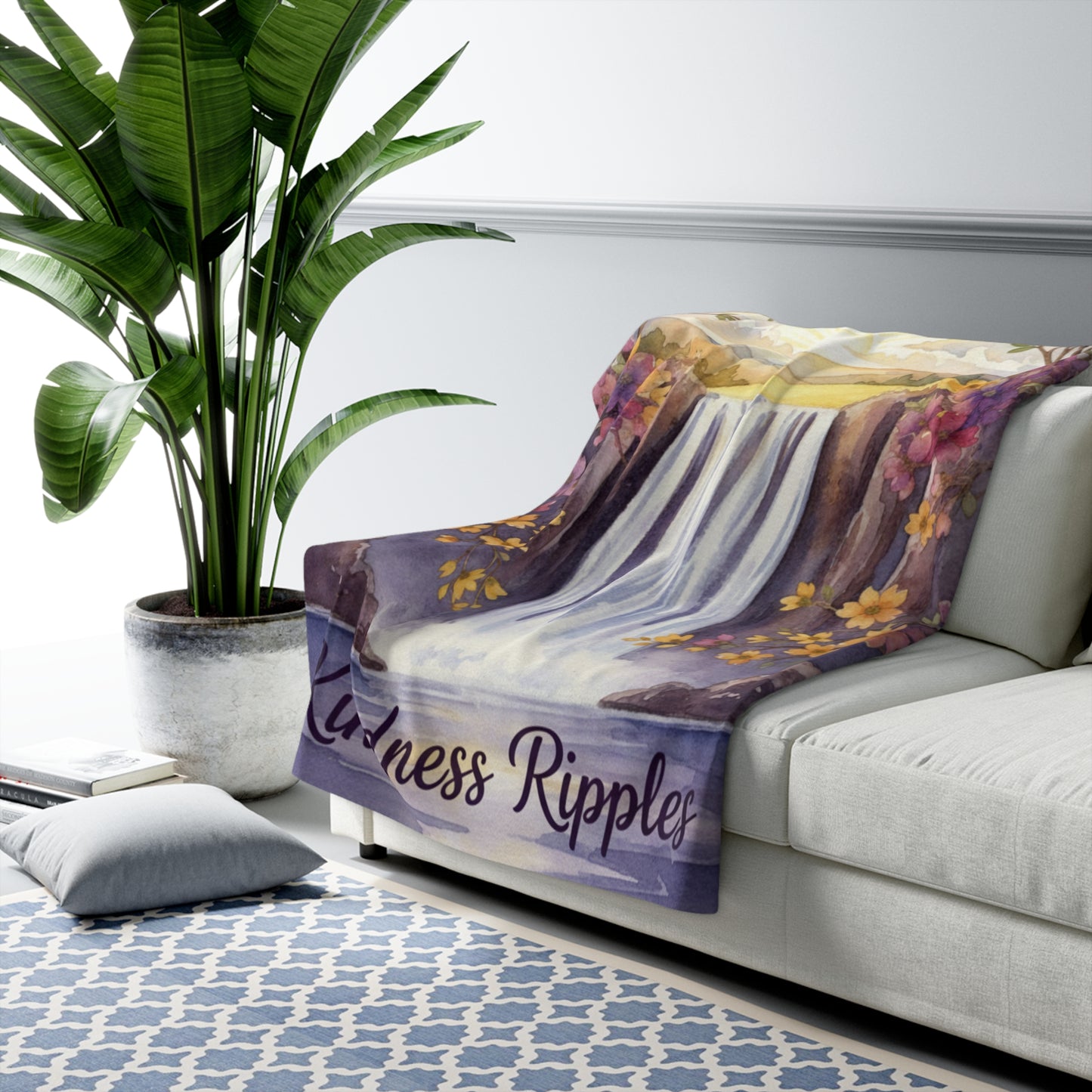 Sherpa Fleece Kindness Ripples Blanket - Cozy Floral Throw for Comfort and Inspiration, Cookeville, TN, Dogwoods, Waterfalls