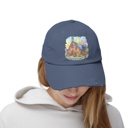 Distressed Cap with Watercolor Church Illustration -- Pays Homage to the Amazing St. William Community