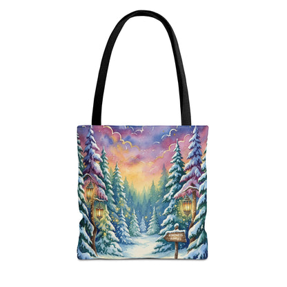 Enchanting Watercolor Winter Wonderland Tote Bag - Festive Holiday Gift & Everyday Carryall | 3 Sizes, Custom Handles