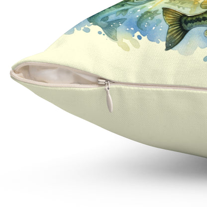 Square Pillow Bass Fishing is Peace Home Decor Gift for Anglers