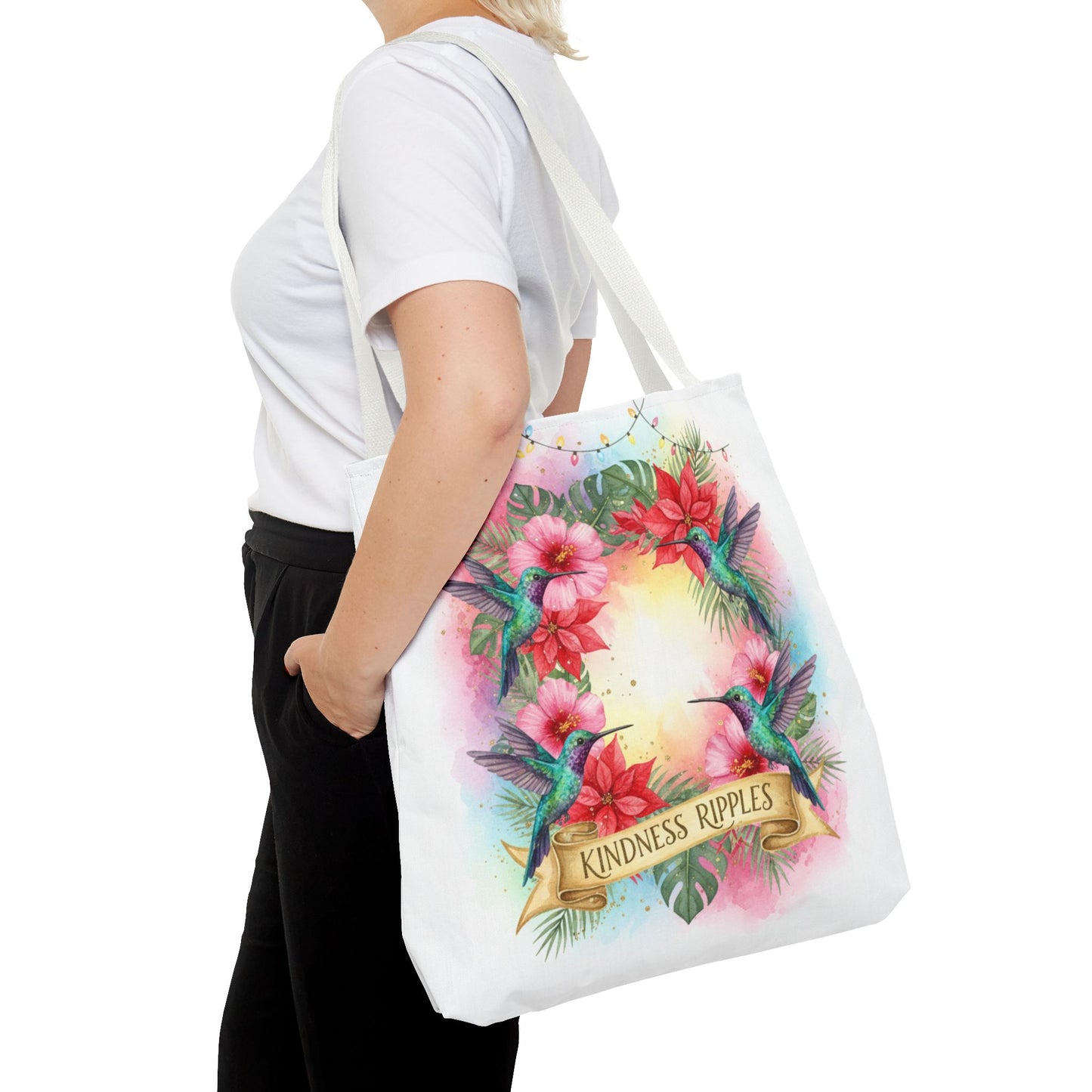 Colorful Kindness Christmas Hummingbirds Tote Bag