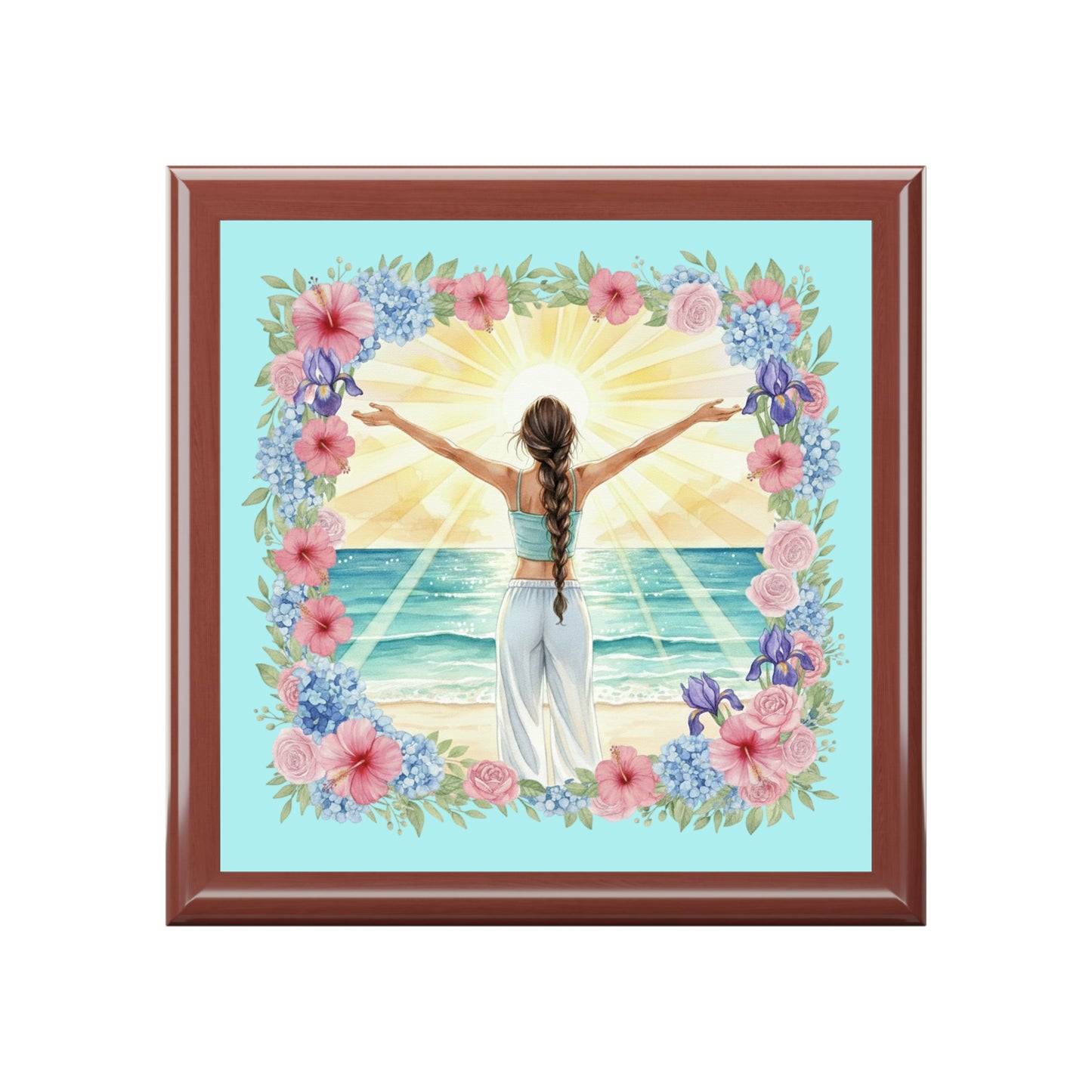 The Vivian - Ocean Breeze Jewelry Box with Floral Design for Treasure Storage