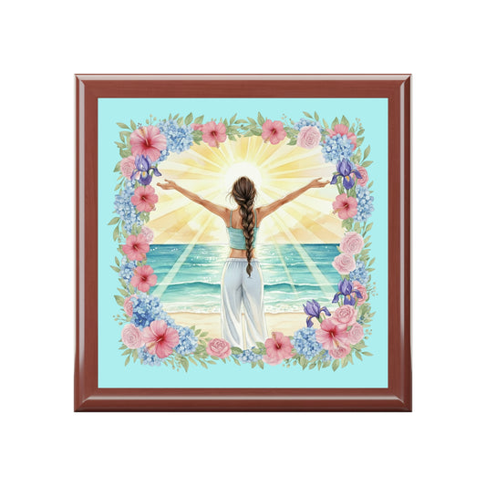 The Vivian - Ocean Breeze Jewelry Box with Floral Design for Treasure Storage