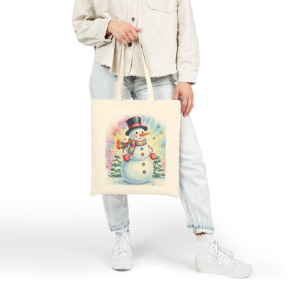 Snowman Holiday Canvas Tote Bag - Perfect for Christmas Shopping and Gifting