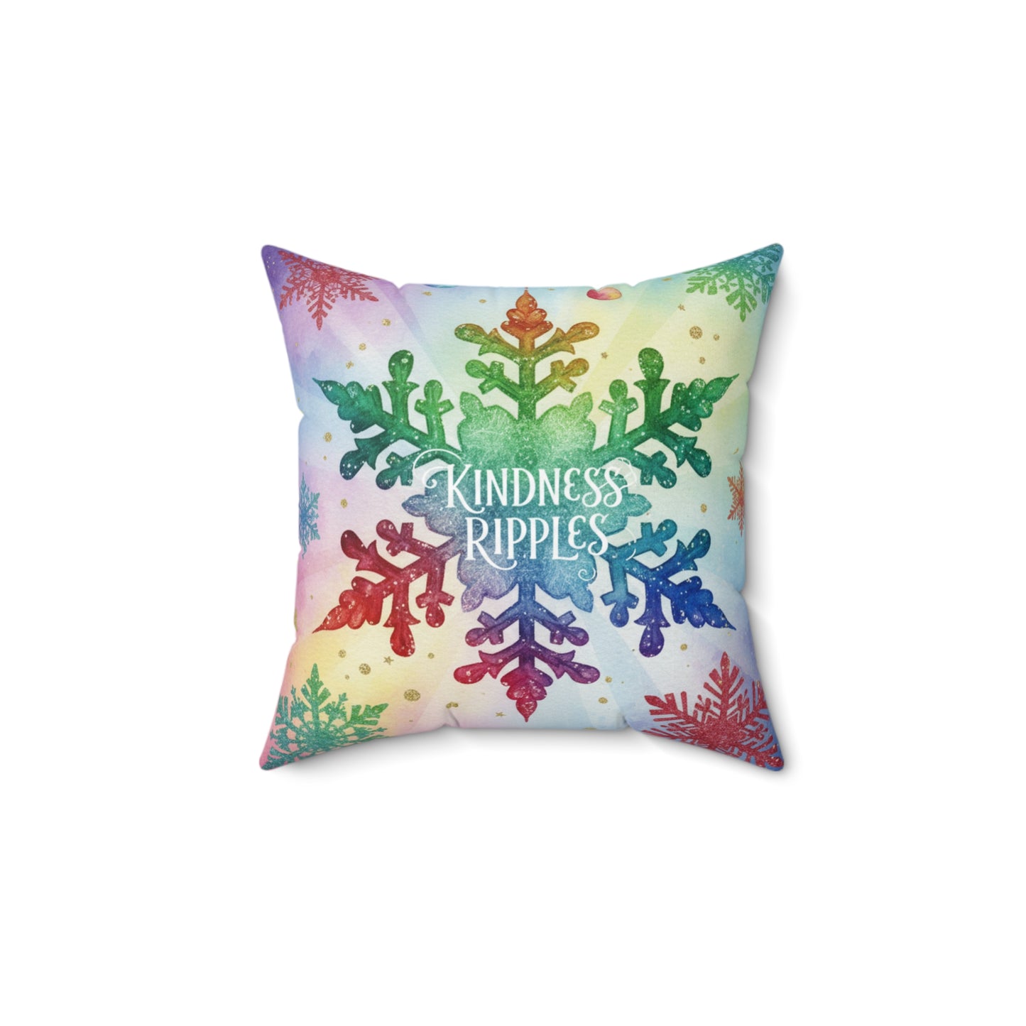 Colorful Kindness Ripples Snowflake Pillow