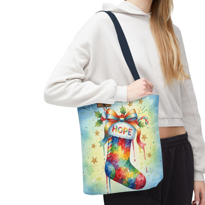 Colorful Holiday Hope Tote Bag