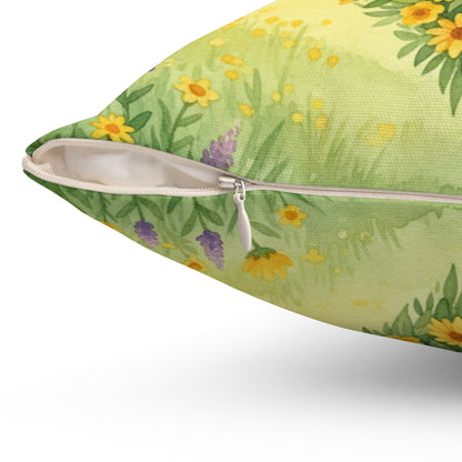 Heart of Sunshine Field: Watercolor Yellow Blooms Pillow