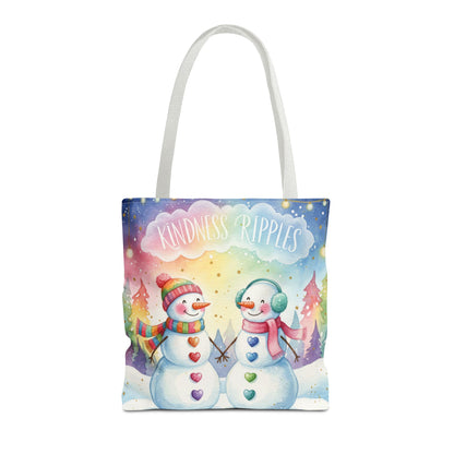 Whimsical Snowman Tote Bag - Kindness Ripples Design