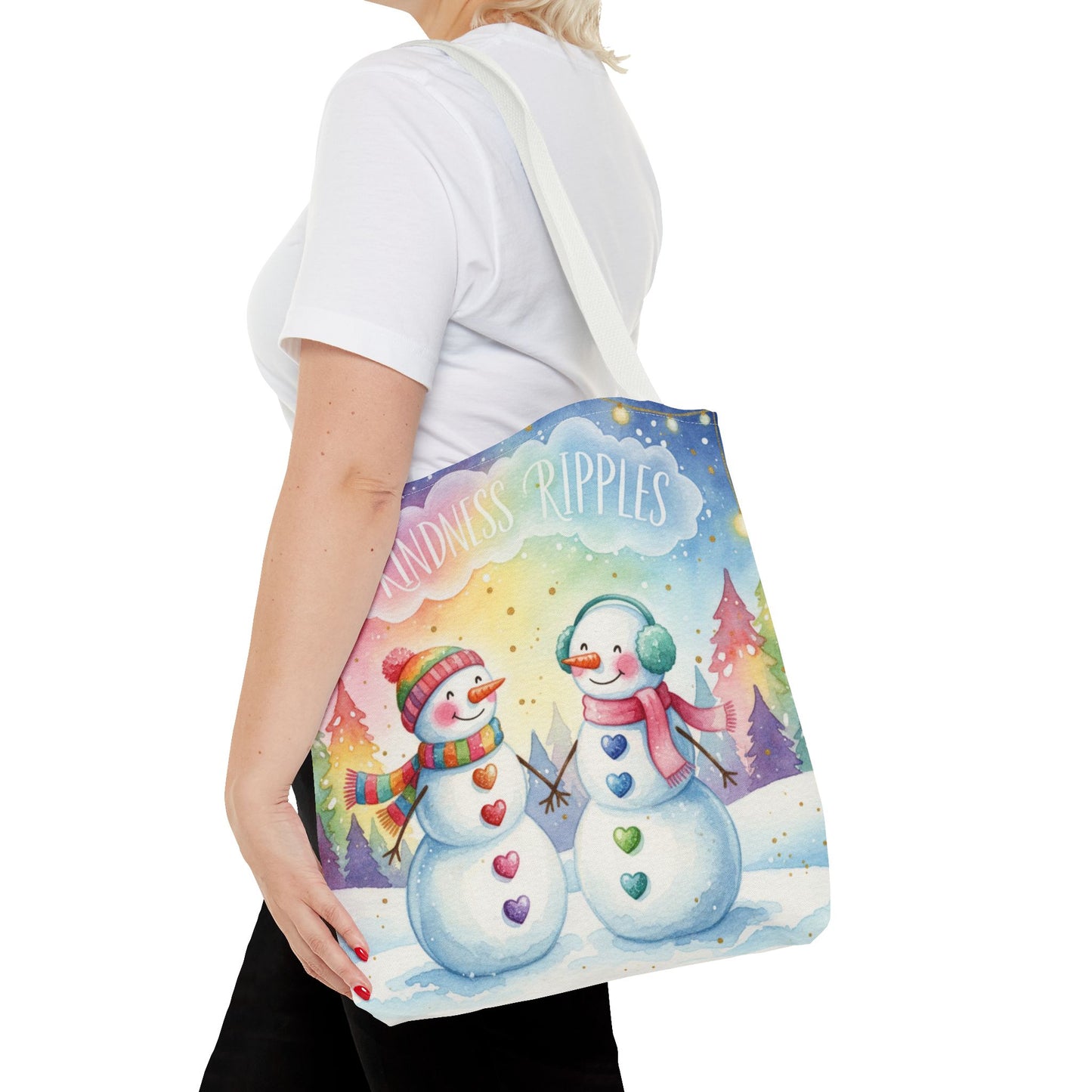 Whimsical Snowman Tote Bag - Kindness Ripples Design