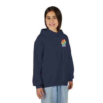 Youth Hoodie — Rainbow Paw & German Shepherd Graphic - Kindness Ripples