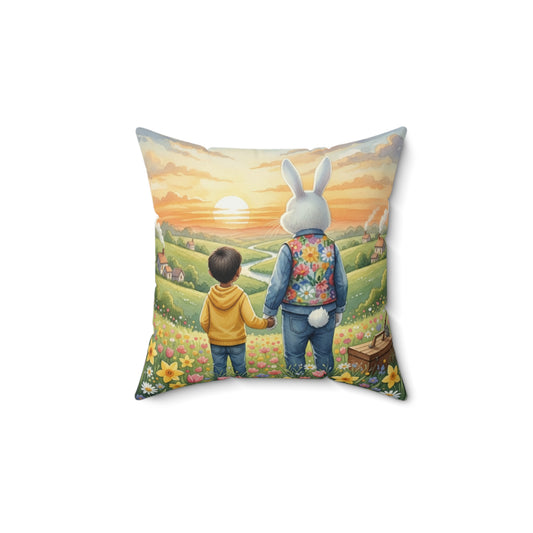 Sunset Field Companions: Watercolor Spring Memory Pillow