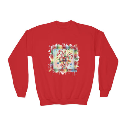 Candy Cane Youth Crewneck Sweatshirt - Festive Holiday Apparel