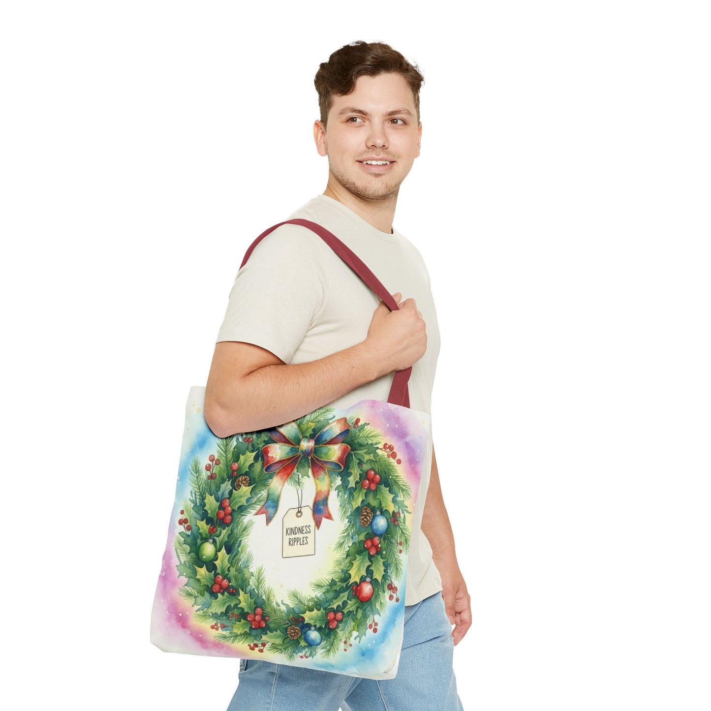 Holiday Wreath Tote Bag - Perfect for Christmas and Winter Celebrations