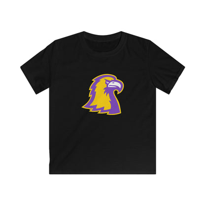 Kids Eagle Logo T‑Shirt — Youth Purple & Gold Mascot Tee