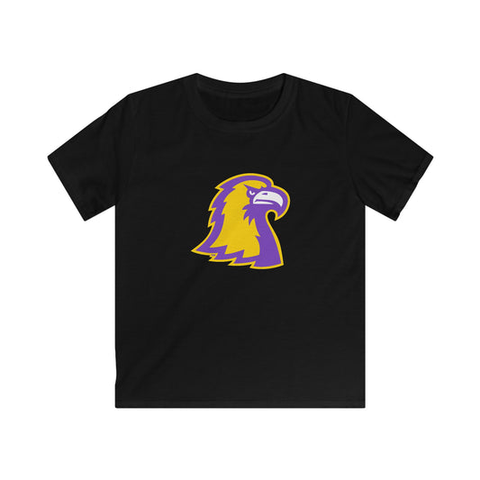Kids Eagle Logo T‑Shirt — Youth Purple & Gold Mascot Tee
