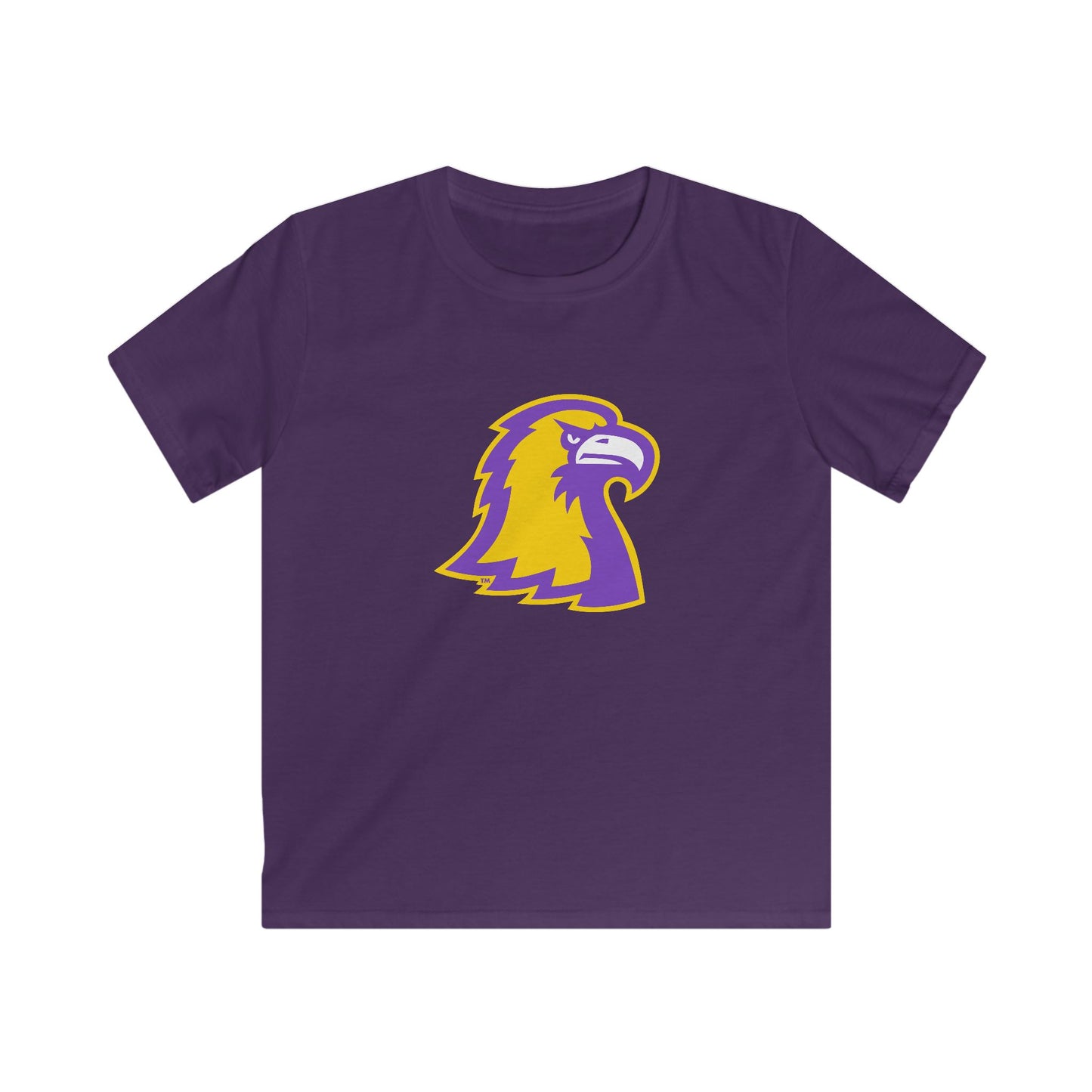 Kids Eagle Logo T‑Shirt — Youth Purple & Gold Mascot Tee