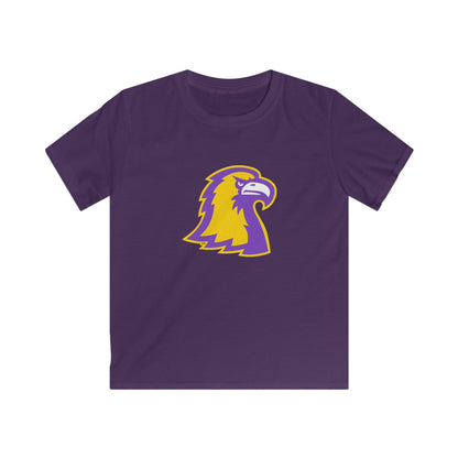 Kids Eagle Logo T‑Shirt — Youth Purple & Gold Mascot Tee