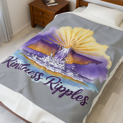 Gray Kindness Ripples Velveteen Plush Blanket - Cozy Throw for Relaxation and Comfort, Cookeville, TN, Waterfall Capital of the World